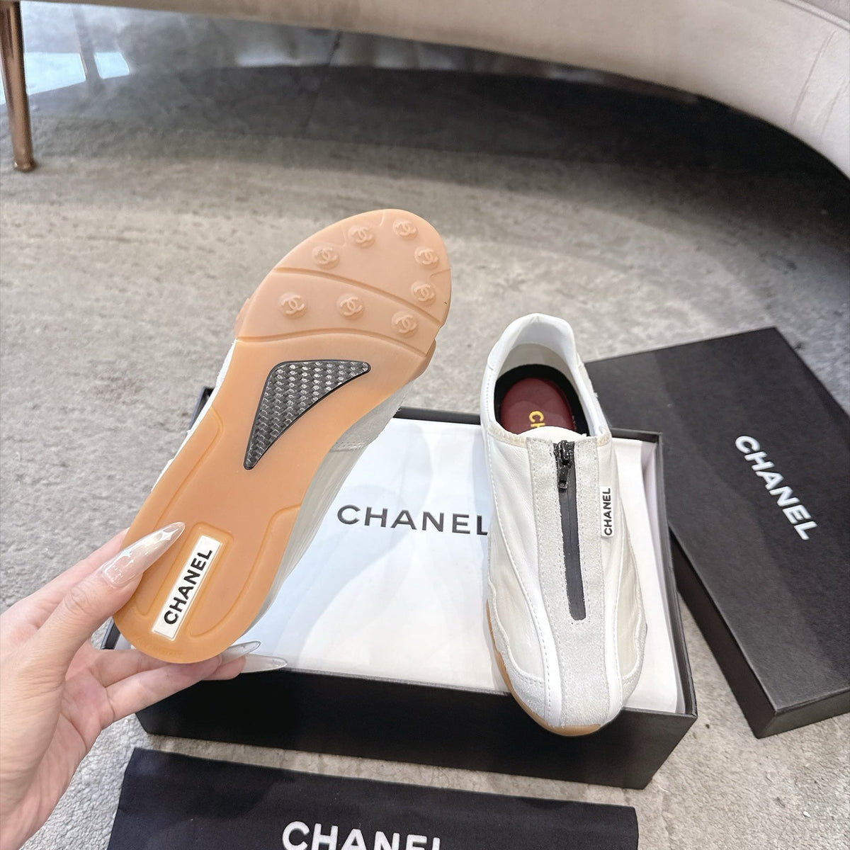 Chanel 2026 Front-Zip Sneakers Suede Leather 197905
