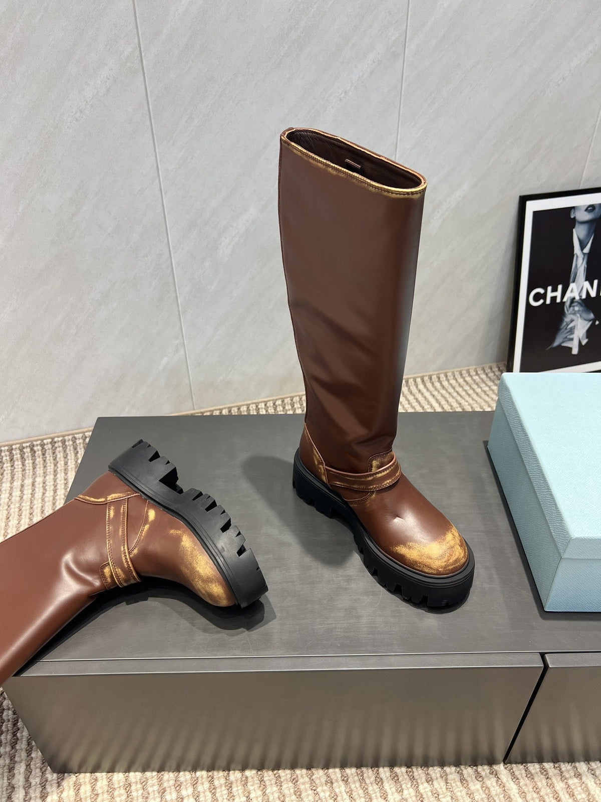 Prada 25 Boot Brown Cowhide 501666