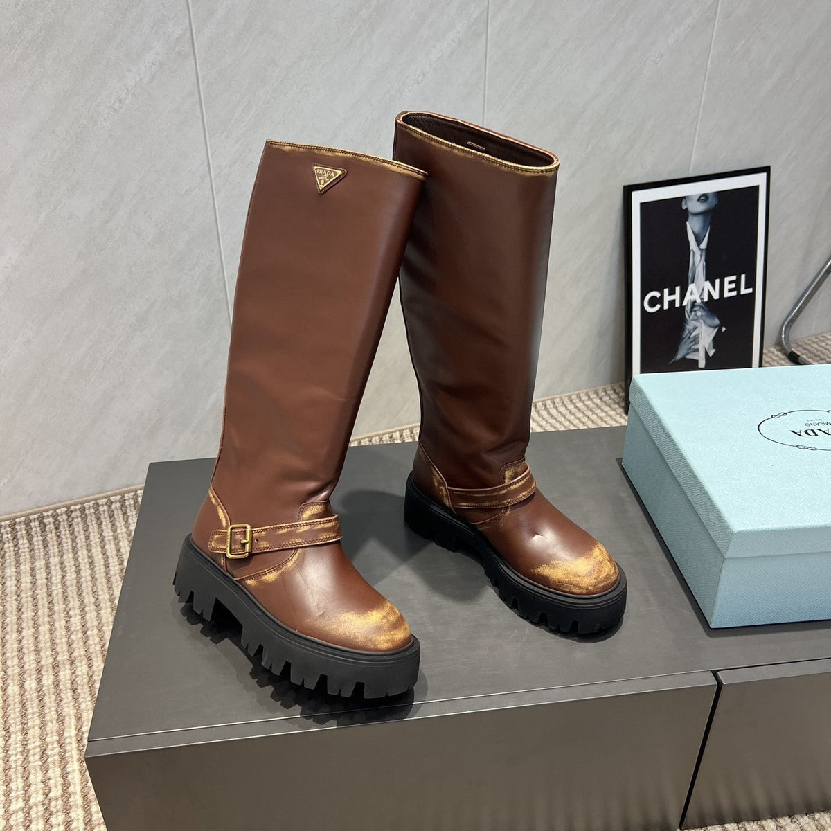 Prada 25 Boot Brown Cowhide 501666