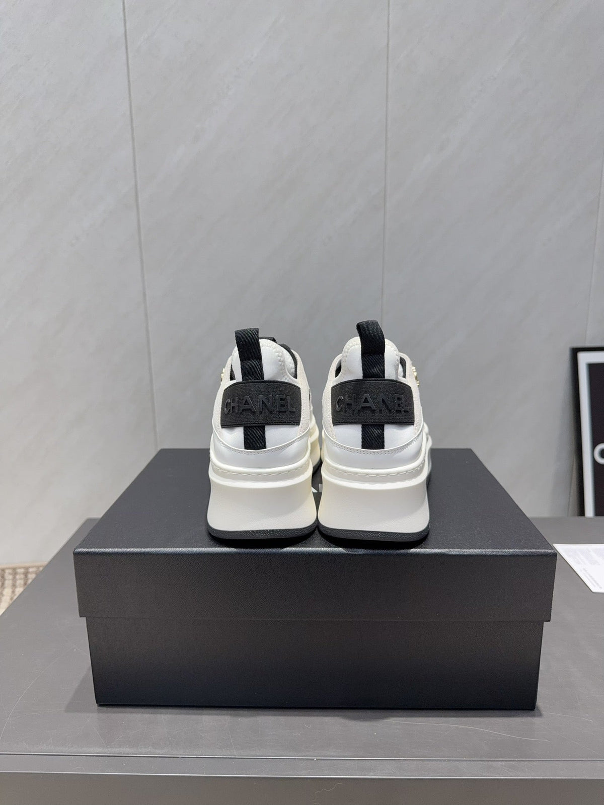Chanel 25 Sneaker  Black White Suede 540306