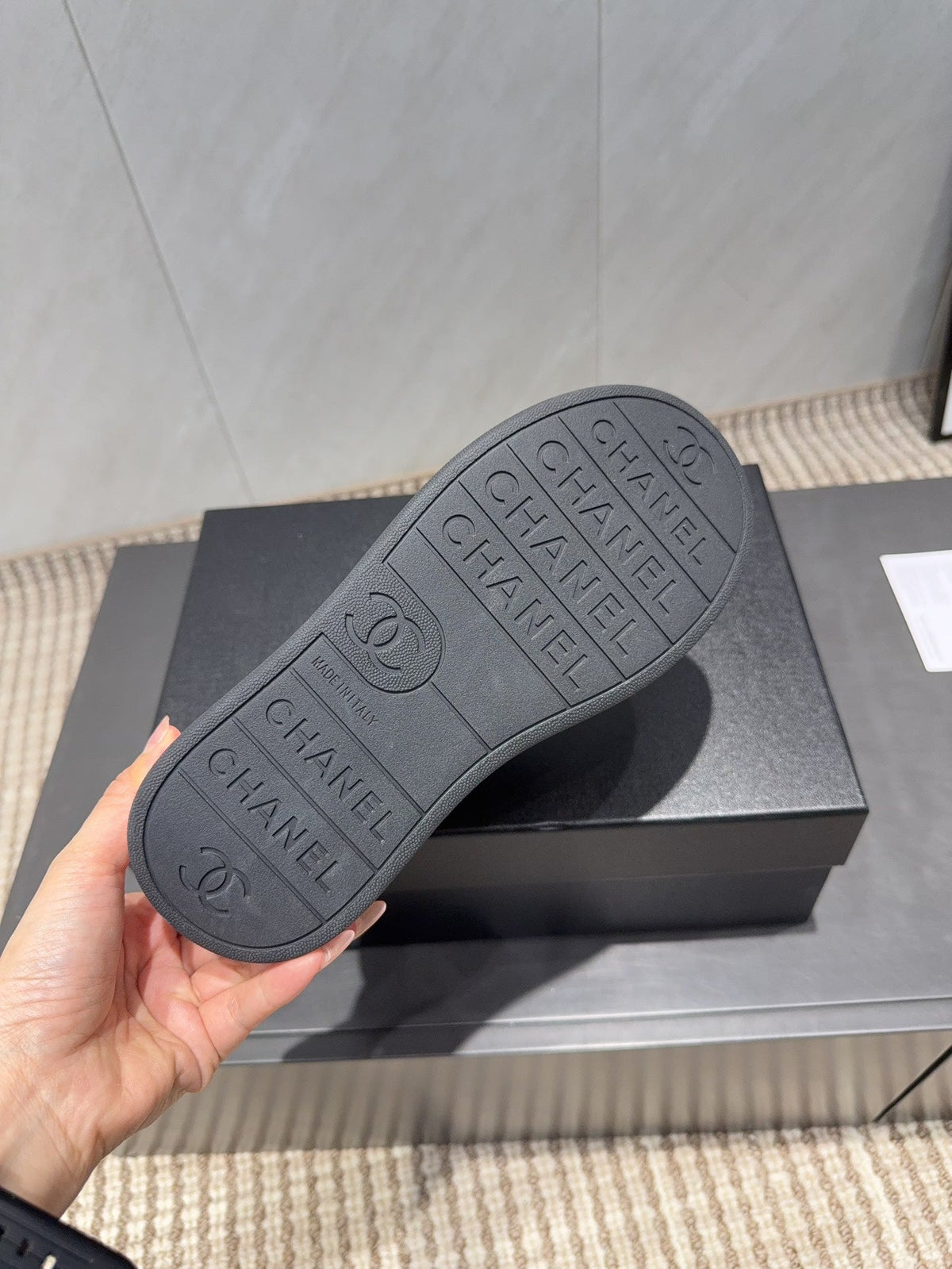 Chanel 25 Sneaker Beige Black White Suede 540307