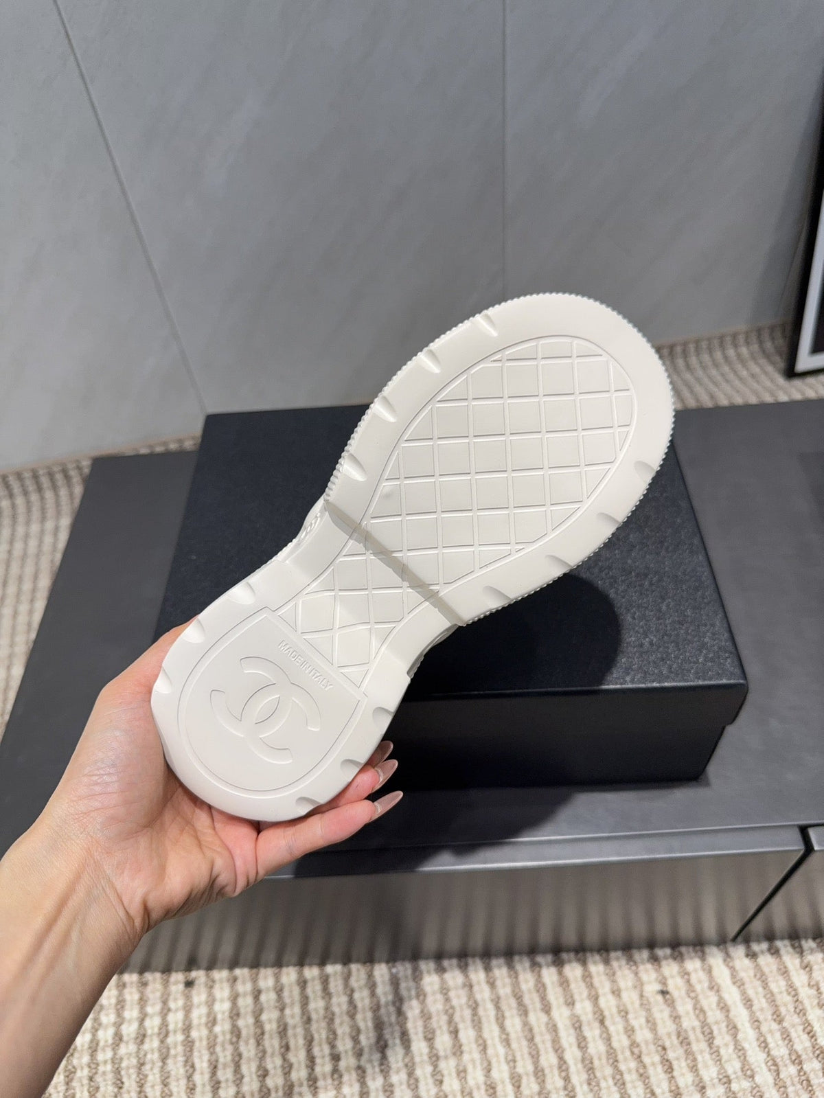 Chanel 25 Sneaker Black White Mesh Fabric 540320
