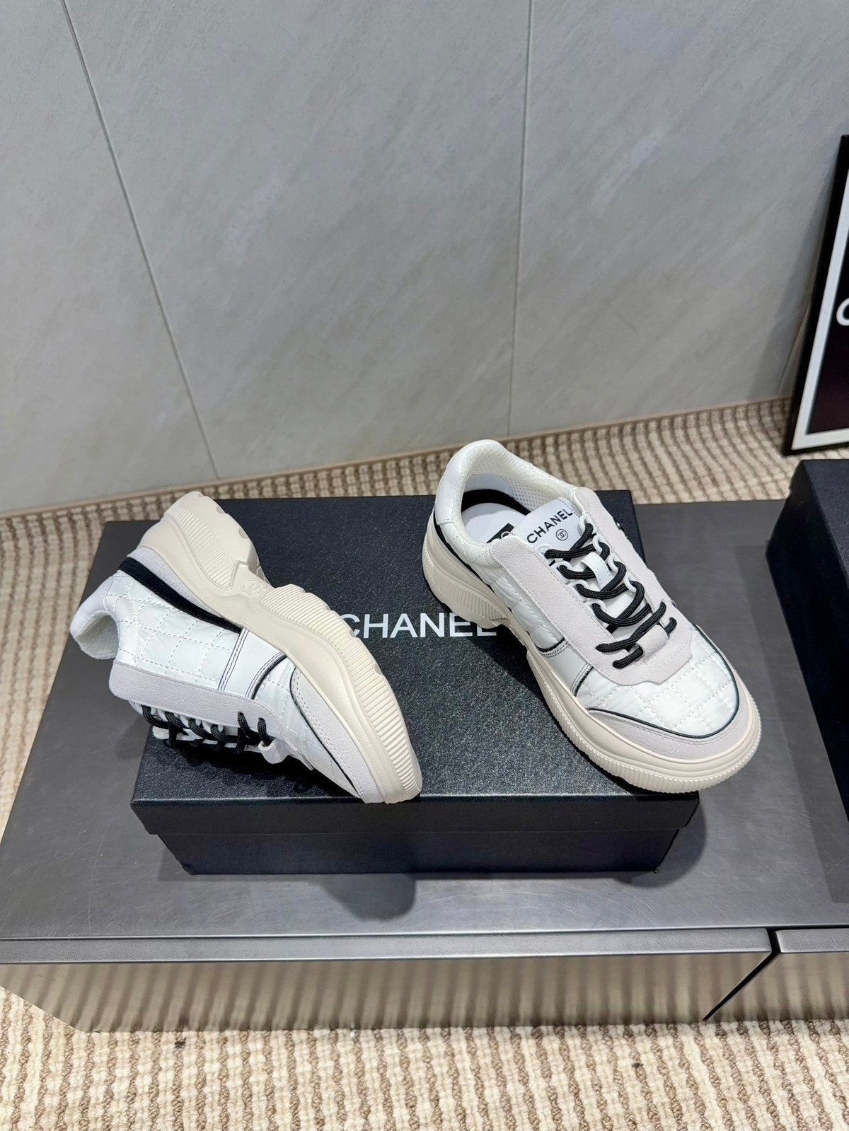 Chanel 25 Sneaker Ivory White Suede Fabric 540331