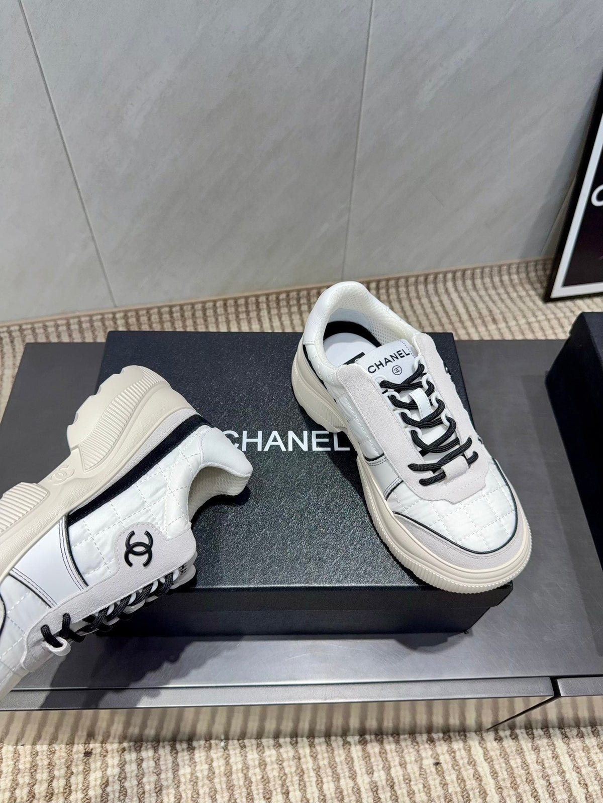 Chanel 25 Sneaker Ivory White Suede Fabric 540331