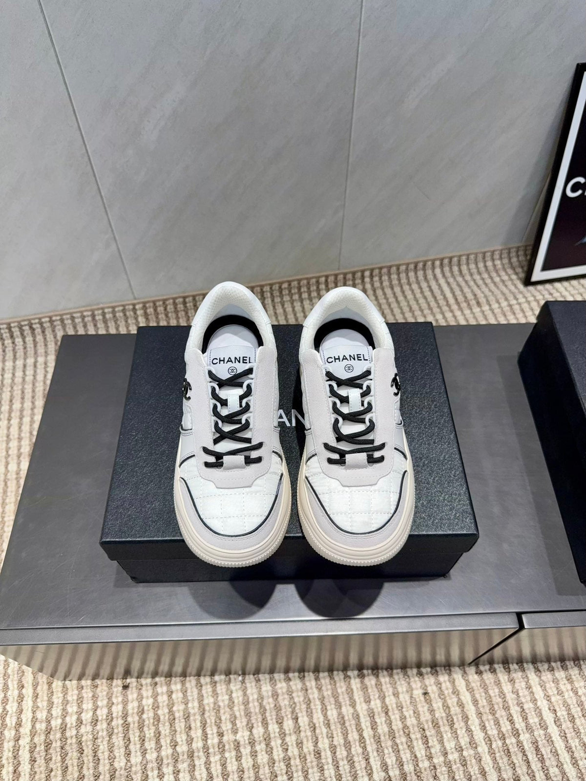 Chanel 25 Sneaker Ivory White Suede Fabric 540331