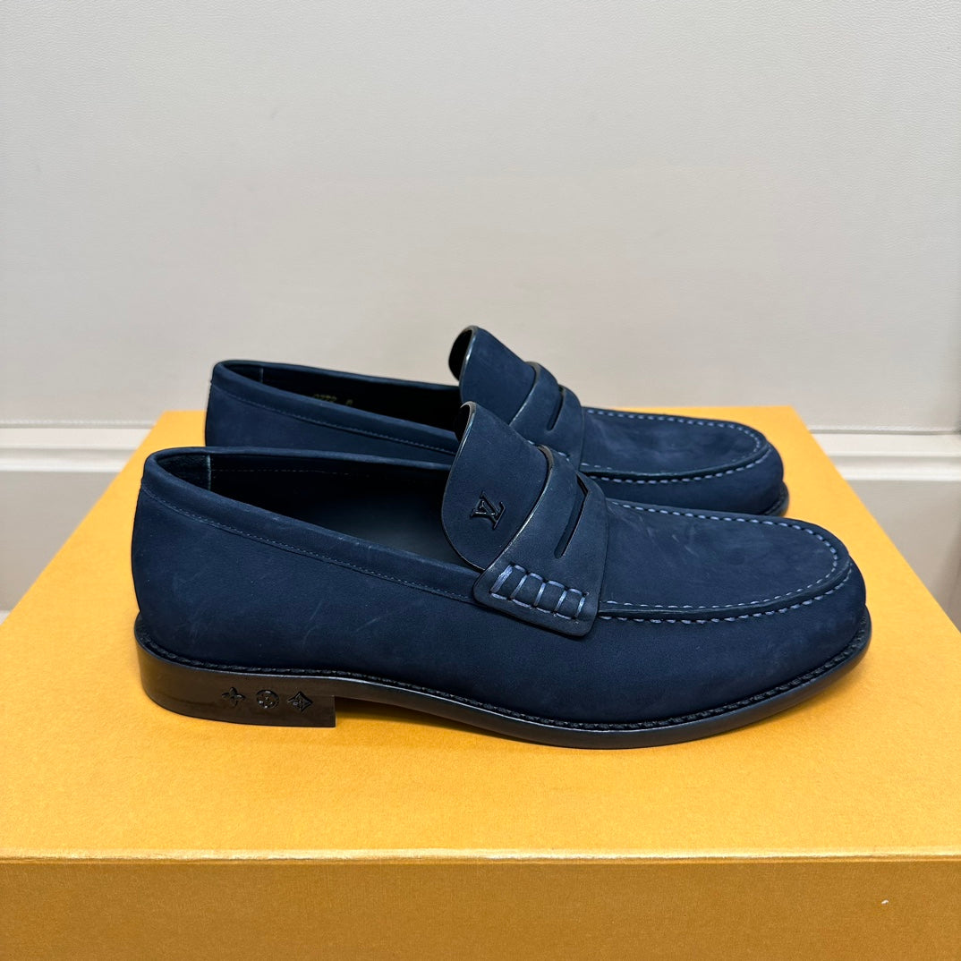 LV MAJOR LOAFERS IN NAVY BLUE SUEDE CALFSKIN