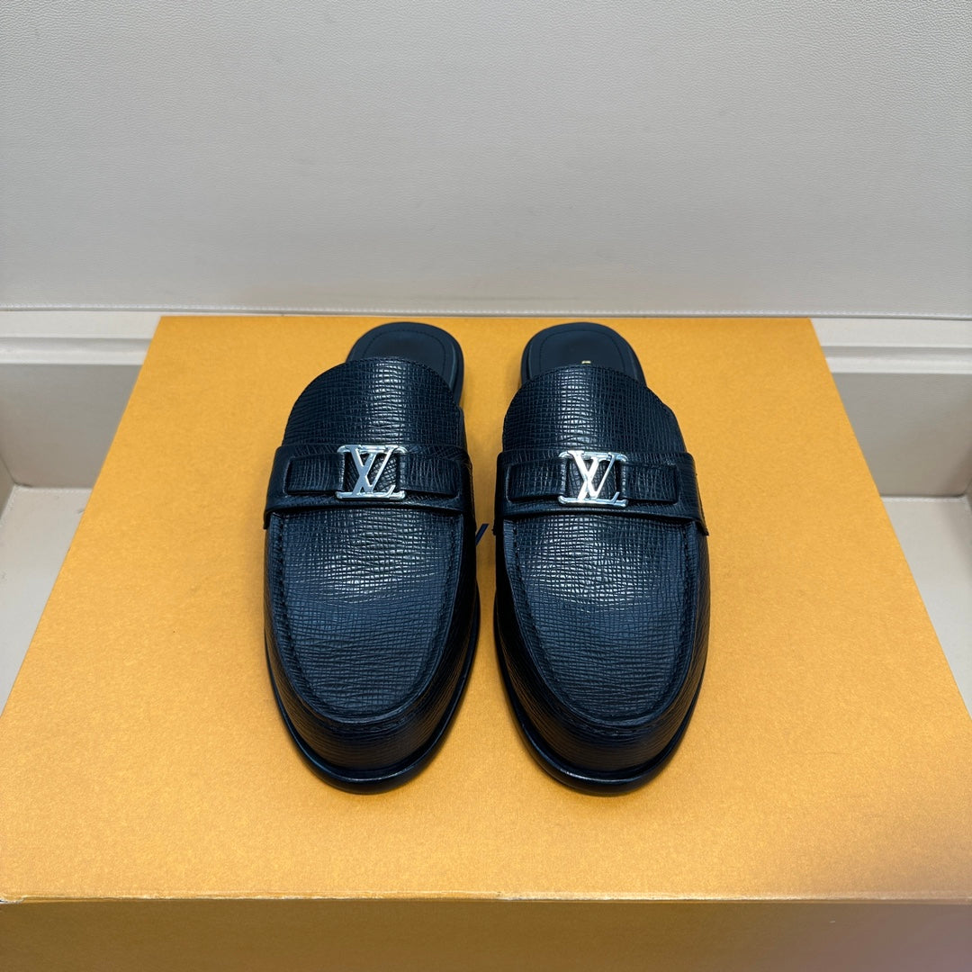 LV EASY MULE IN BLACK CALFSKIN