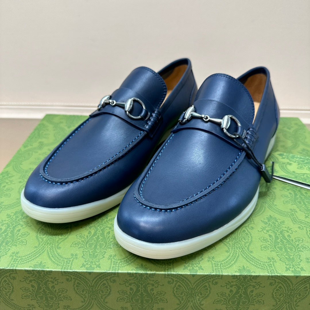 GG Men's Horsebit Loafer Blue Cowhide 603567
