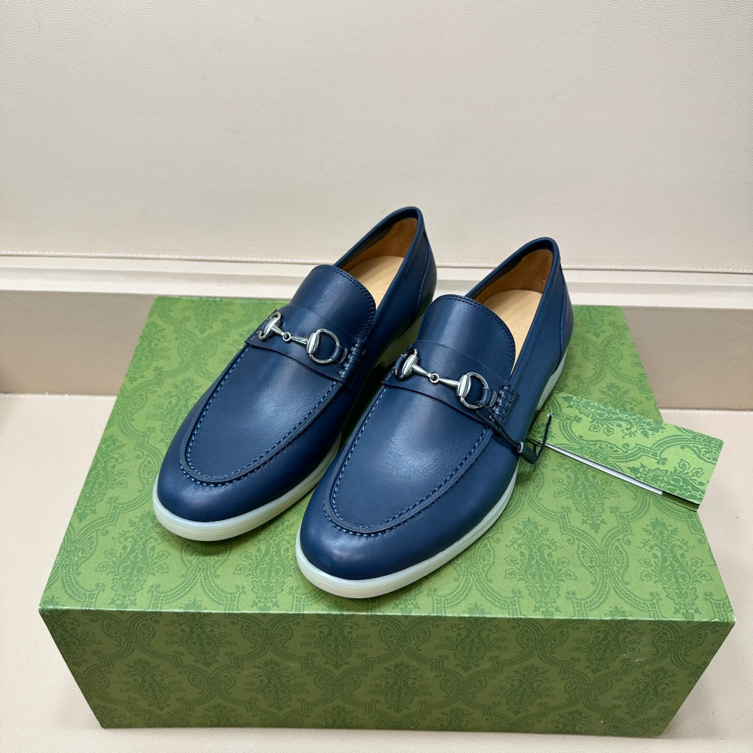GG Men's Horsebit Loafer Blue Cowhide 603567