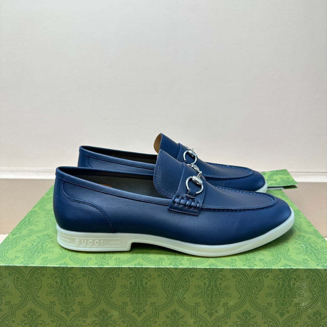 GG Men's Horsebit Loafer Blue Cowhide 603567