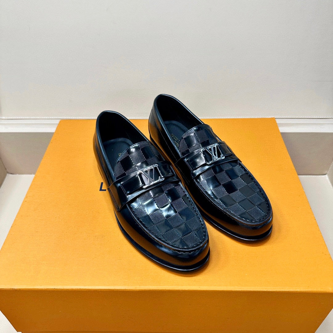 LV MAJOR LOAFER IN DAMIER BLACK CALFSKIN