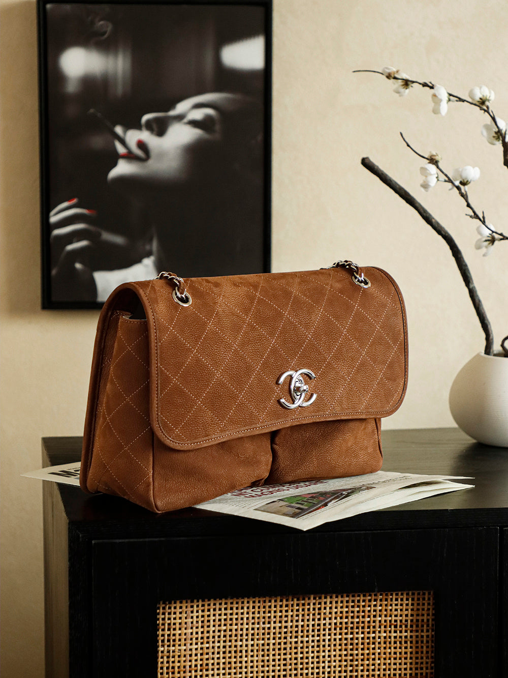 Chanel 25 Classic Single Flap Bag 35cm Brown Leather 323479