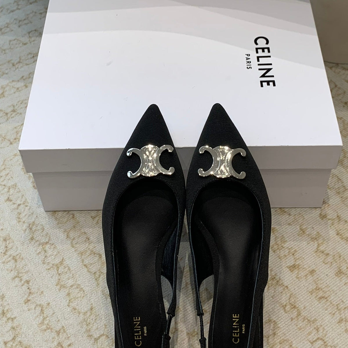 ALMA TRIOMPHE SLINGBACK IN GROS-GRAIN  BLACK