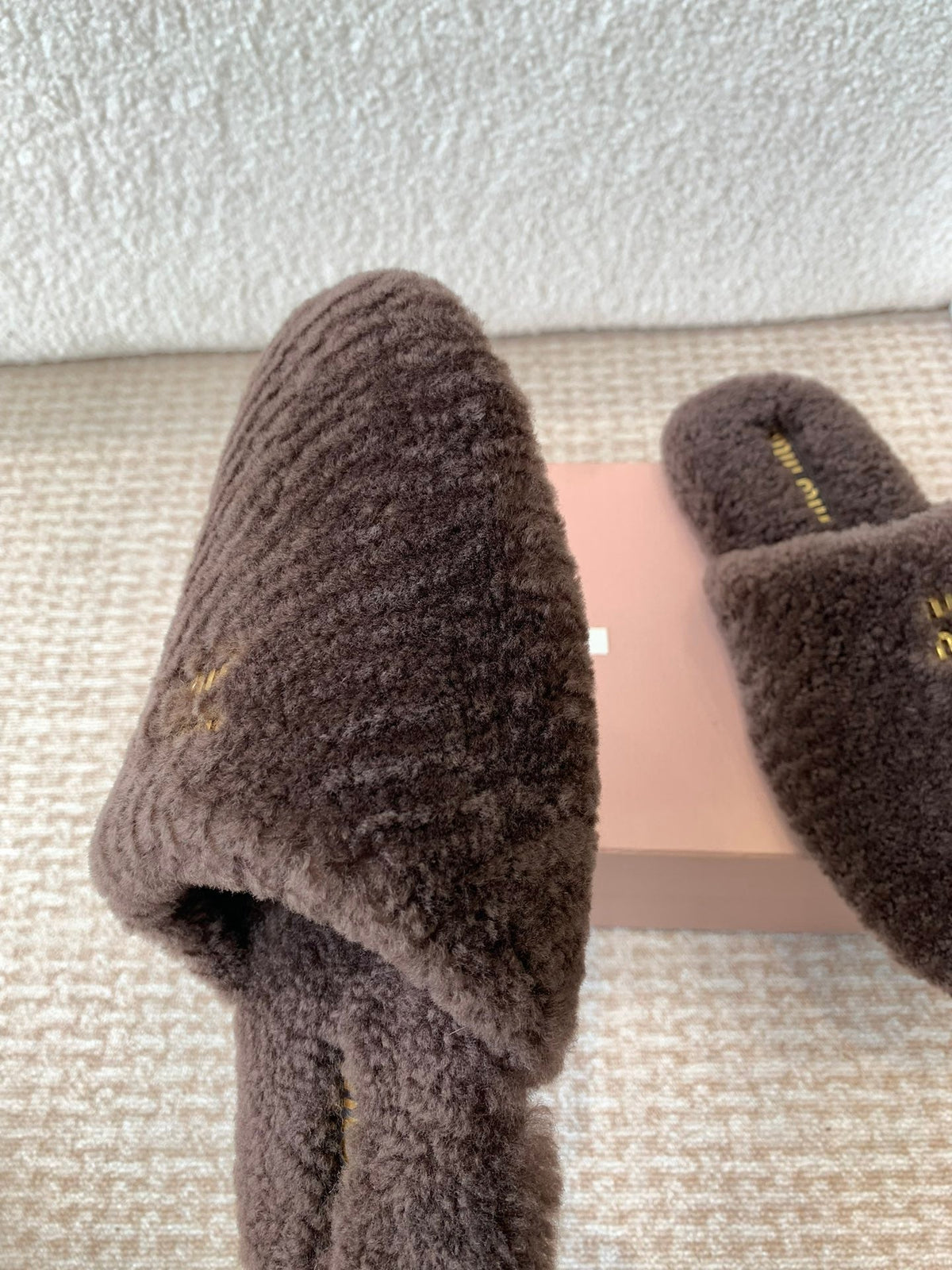 Miu Slippers Brown Earth Wool