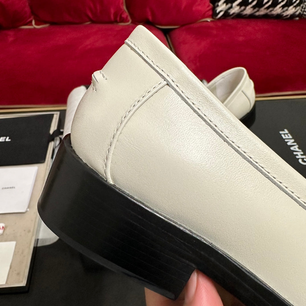 CC Moccasins White Calfskin