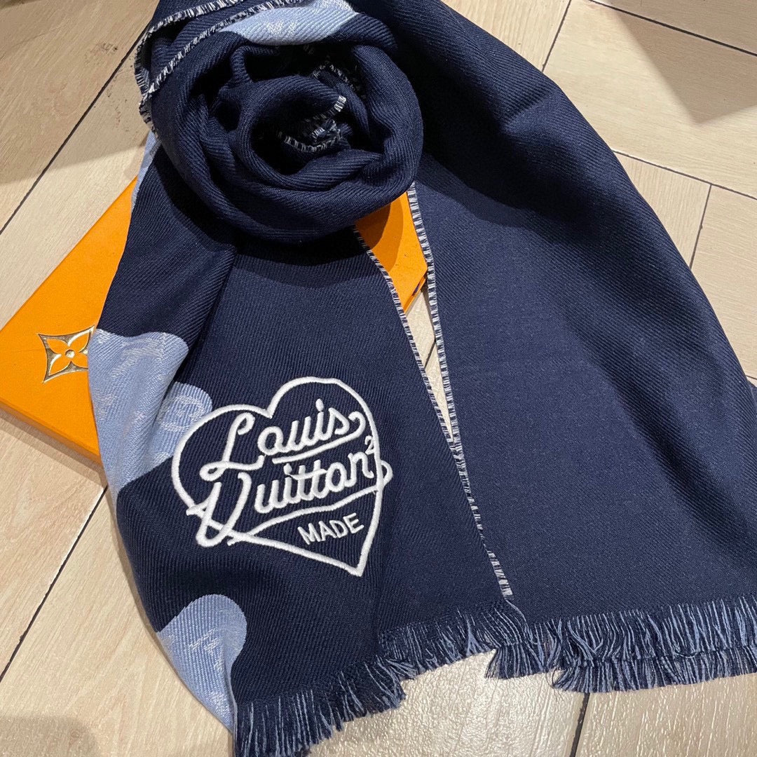MONOGRAM DRIP 200 CM IN NAVY BLUE WOOL 391068