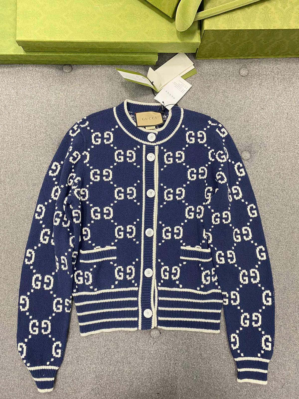 GG 25 Cardigan Navy Blue Jacquard 0039