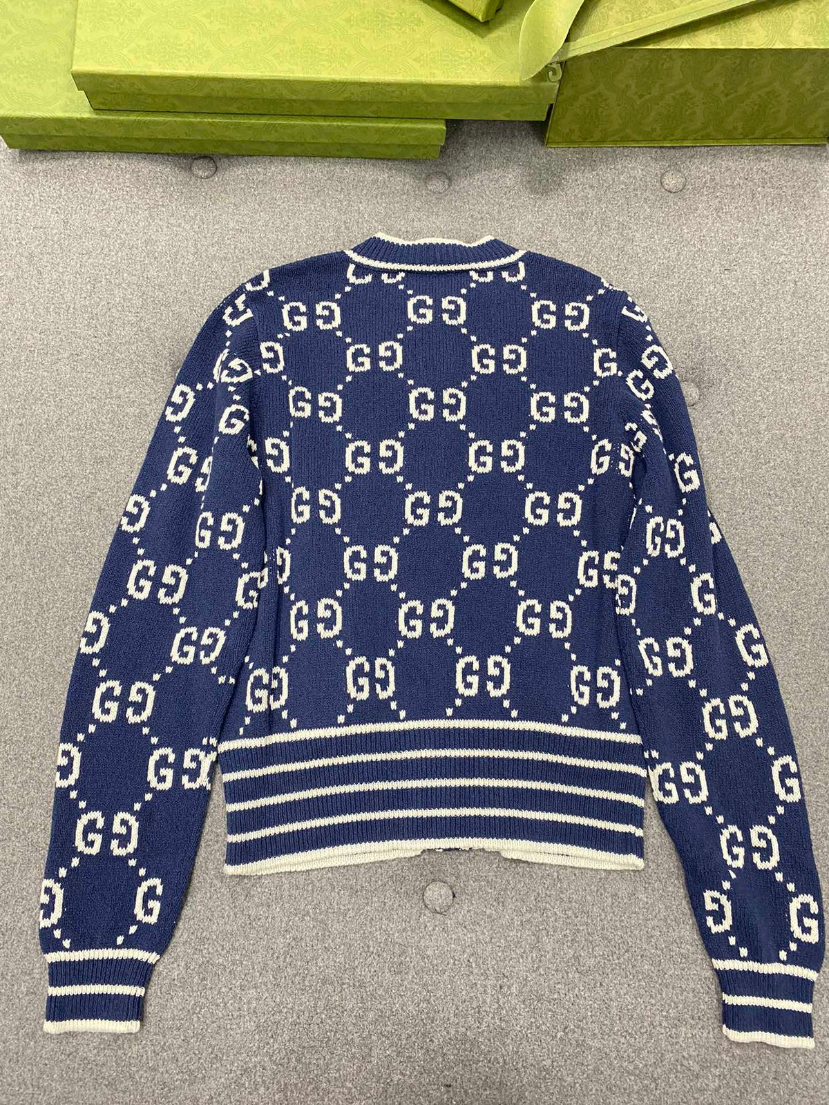 GG 25 Cardigan Navy Blue Jacquard 0039