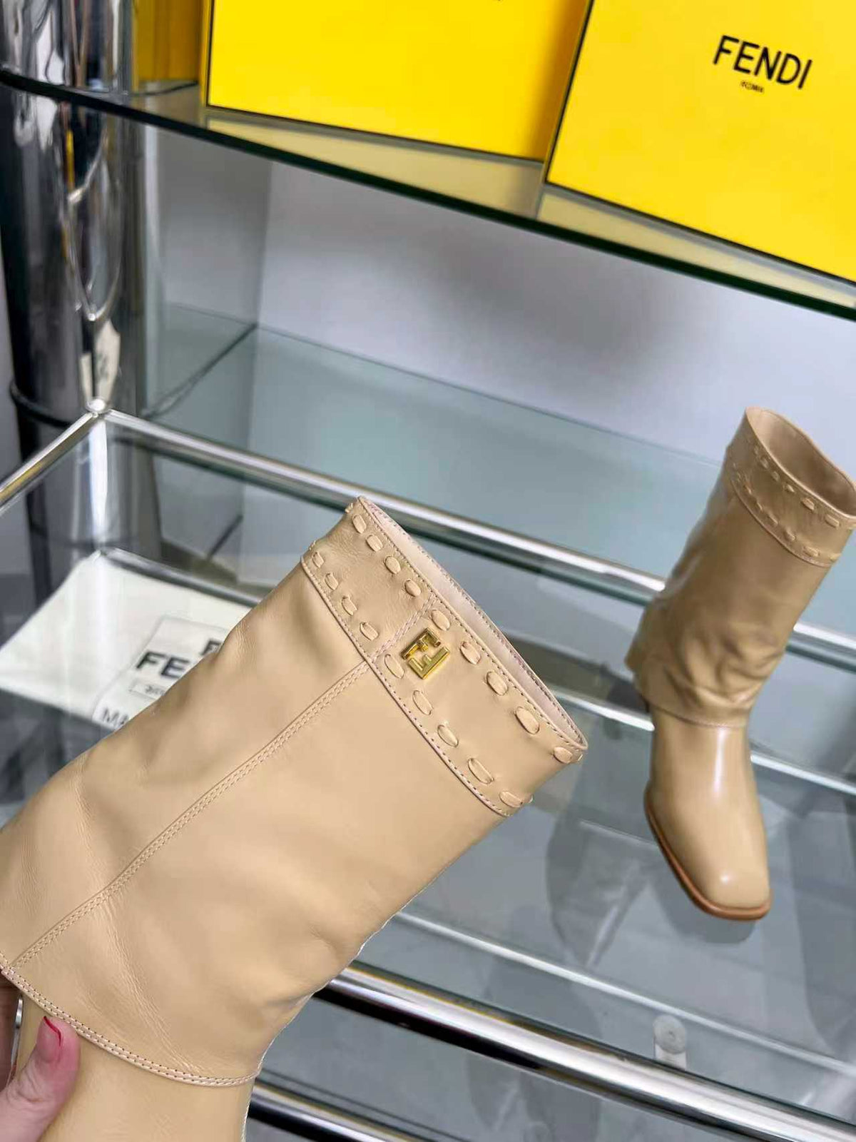 FENDI low boots  beige calfskin 521238
