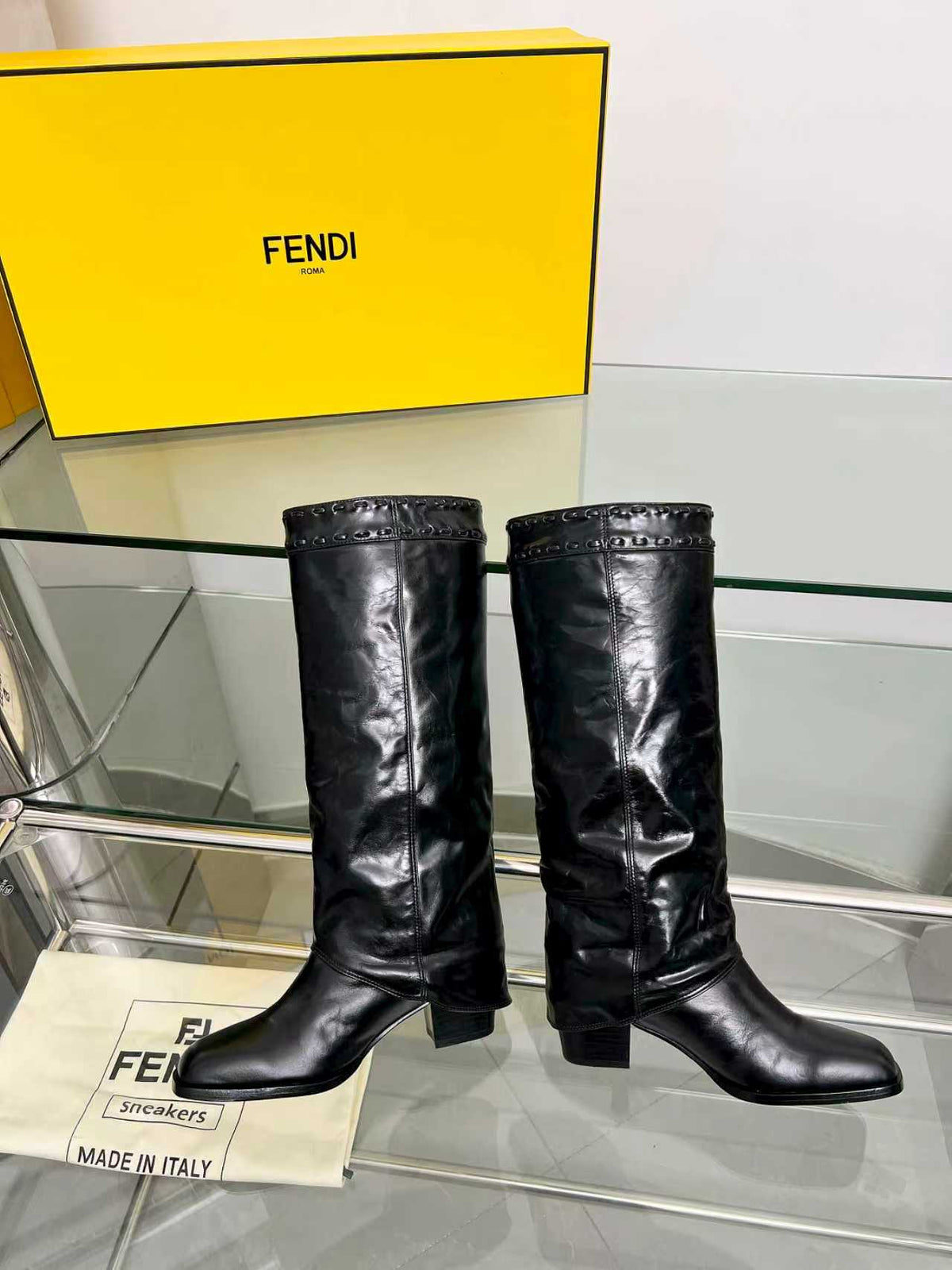 FENDI High boots  black calfskin 521231