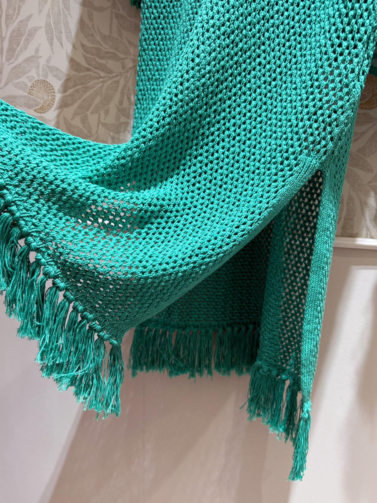 CD Hollow Woven Dress Green cotton