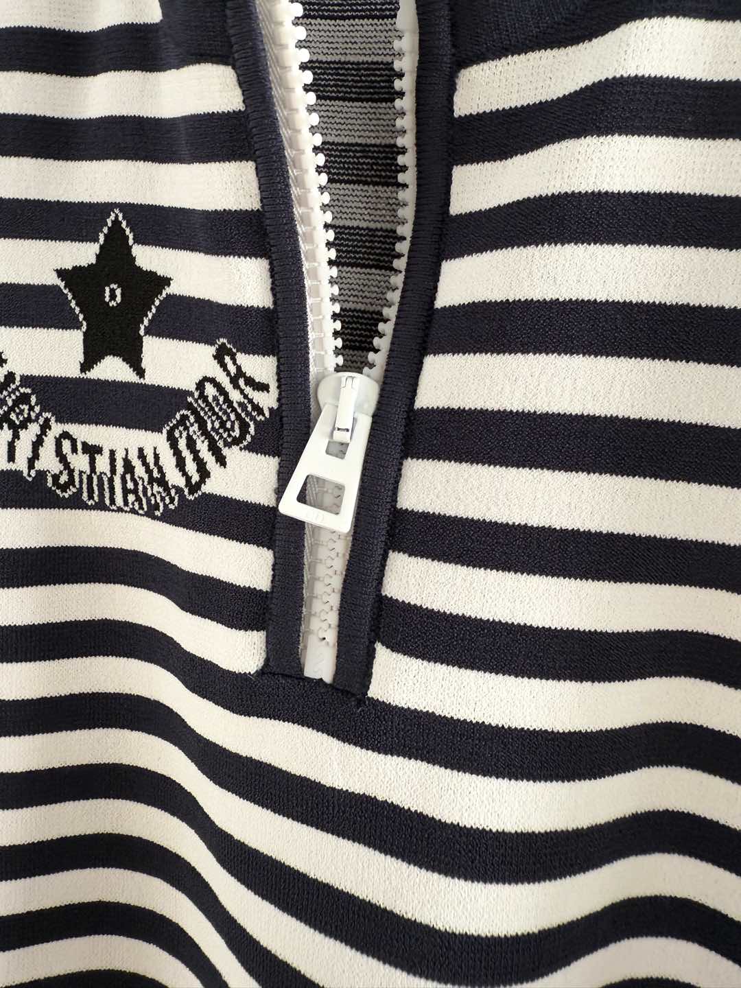 CD Striped High Waist Top Dark Blue White Viscose