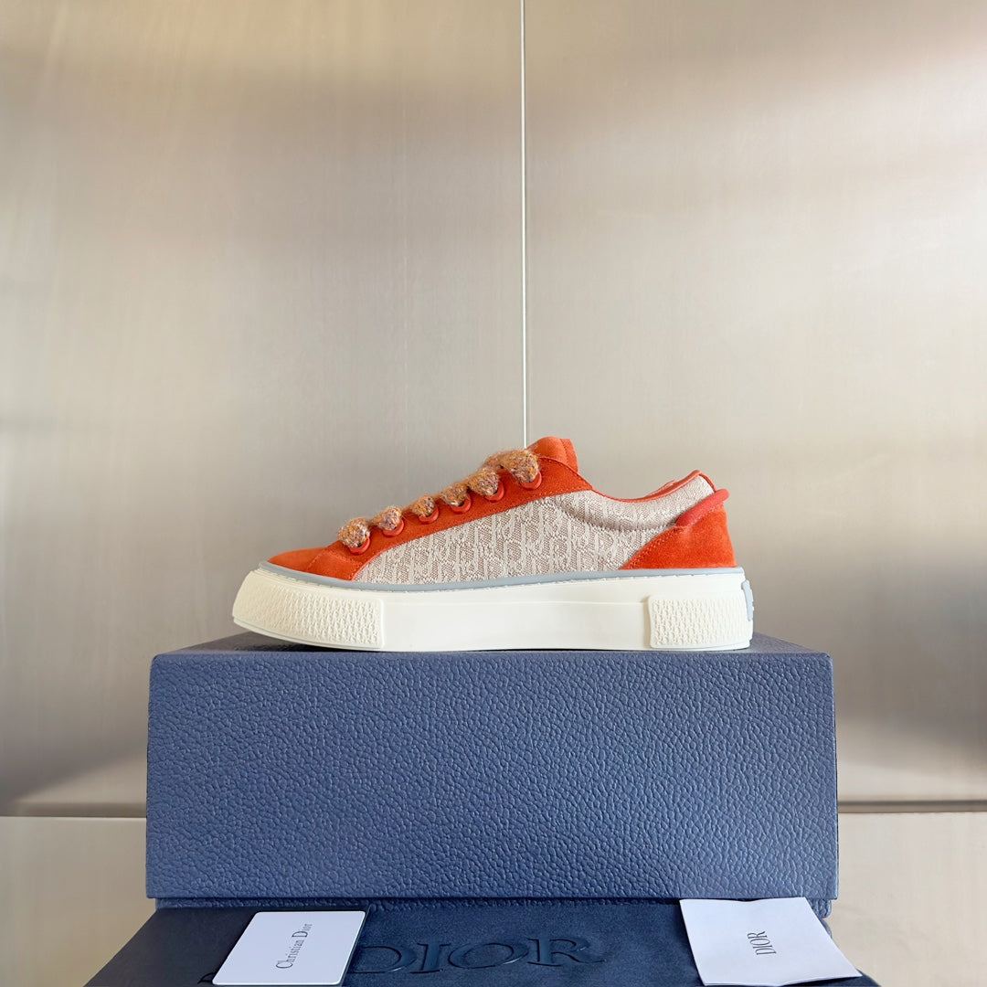 CD B33 Sneaker 40mm Orange Mix Light Brown Monogram Suede