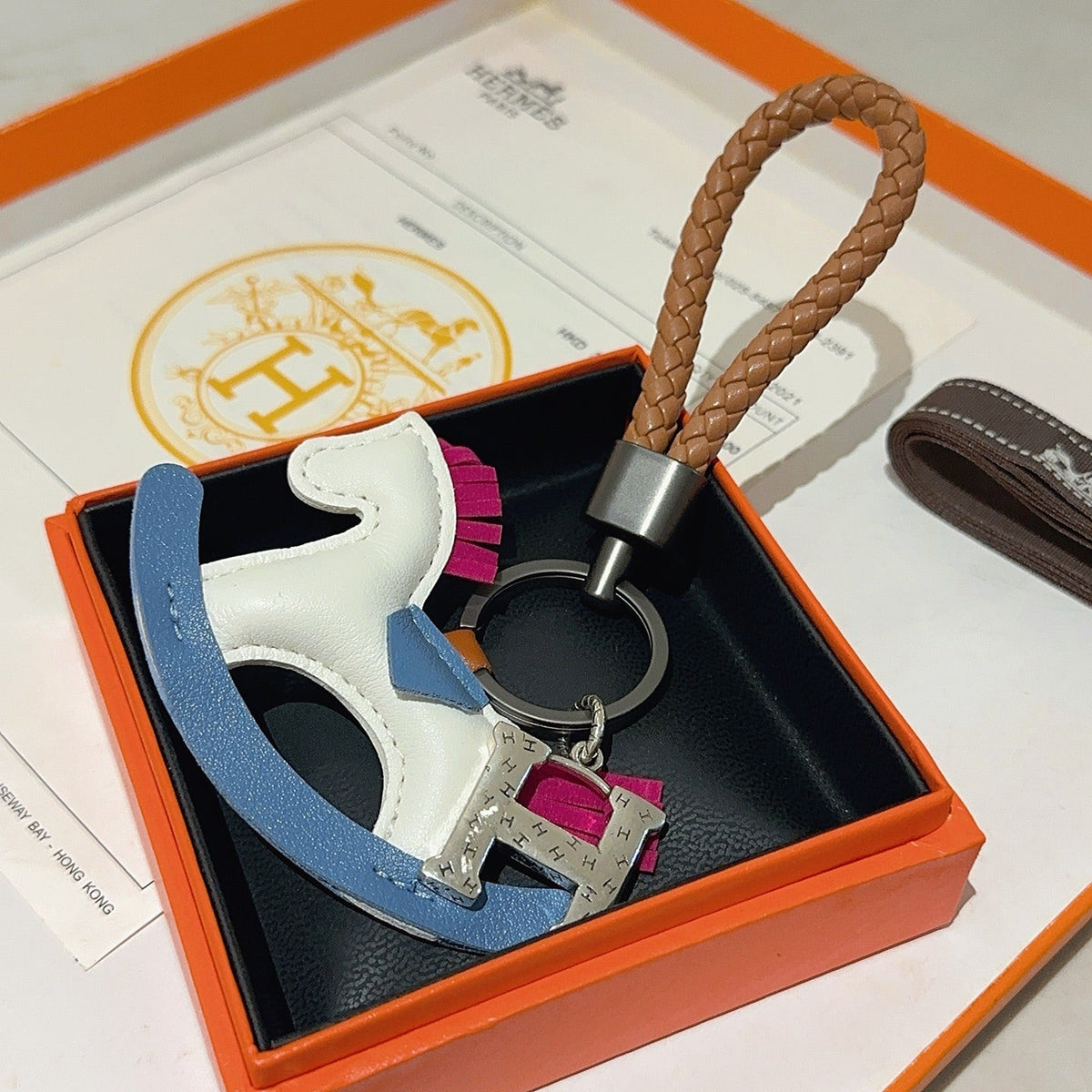 HM Rodeo Robeo Coeur PM Charm White Blue mix Pink Lambskin