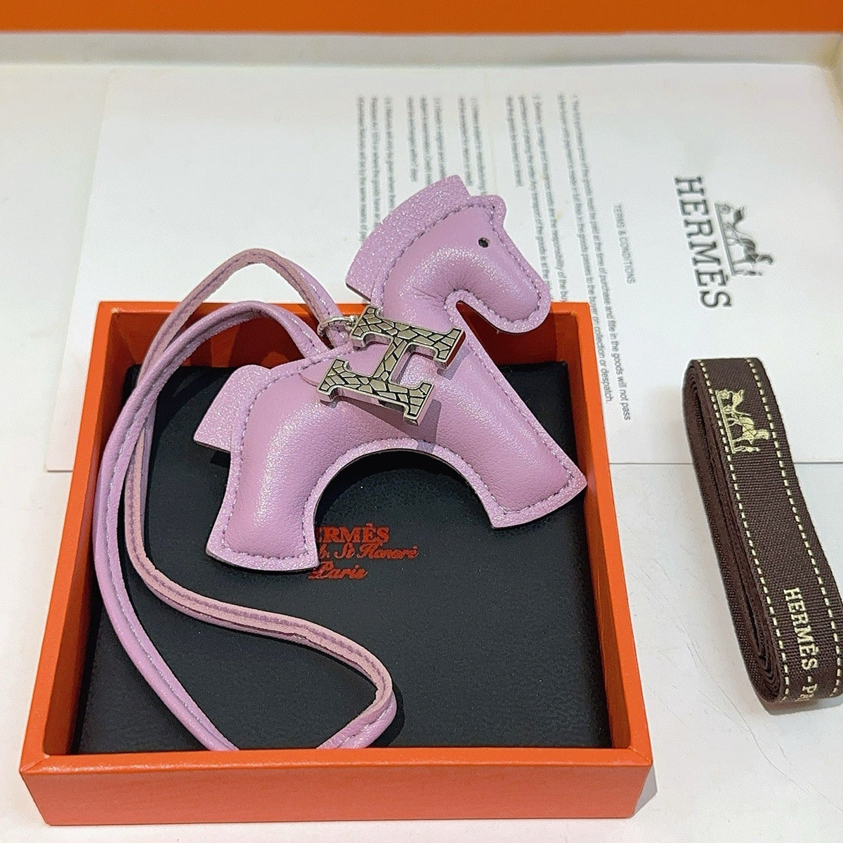 HM Rodeo Horse Bag Charm In Purple Leather