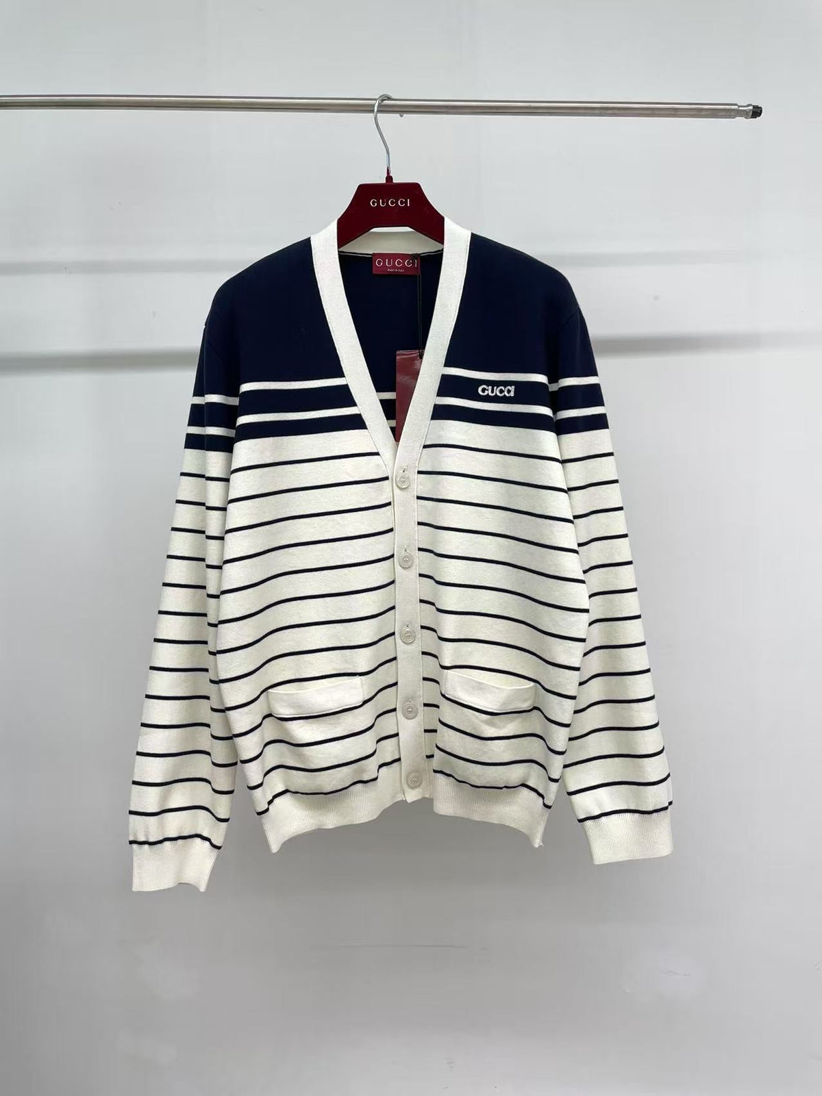 GG 25 Cardigan Black Mix White Wool 0034