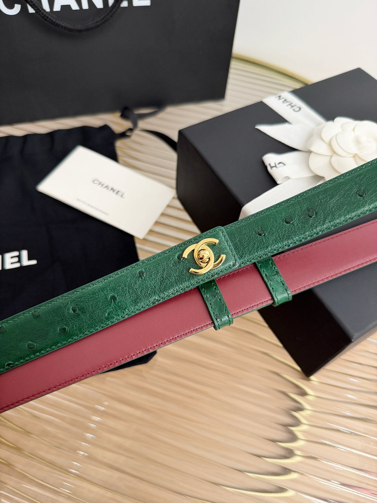 Chanel 2026 CC Logo Turn-Lock Belt 25mm Leather 219814