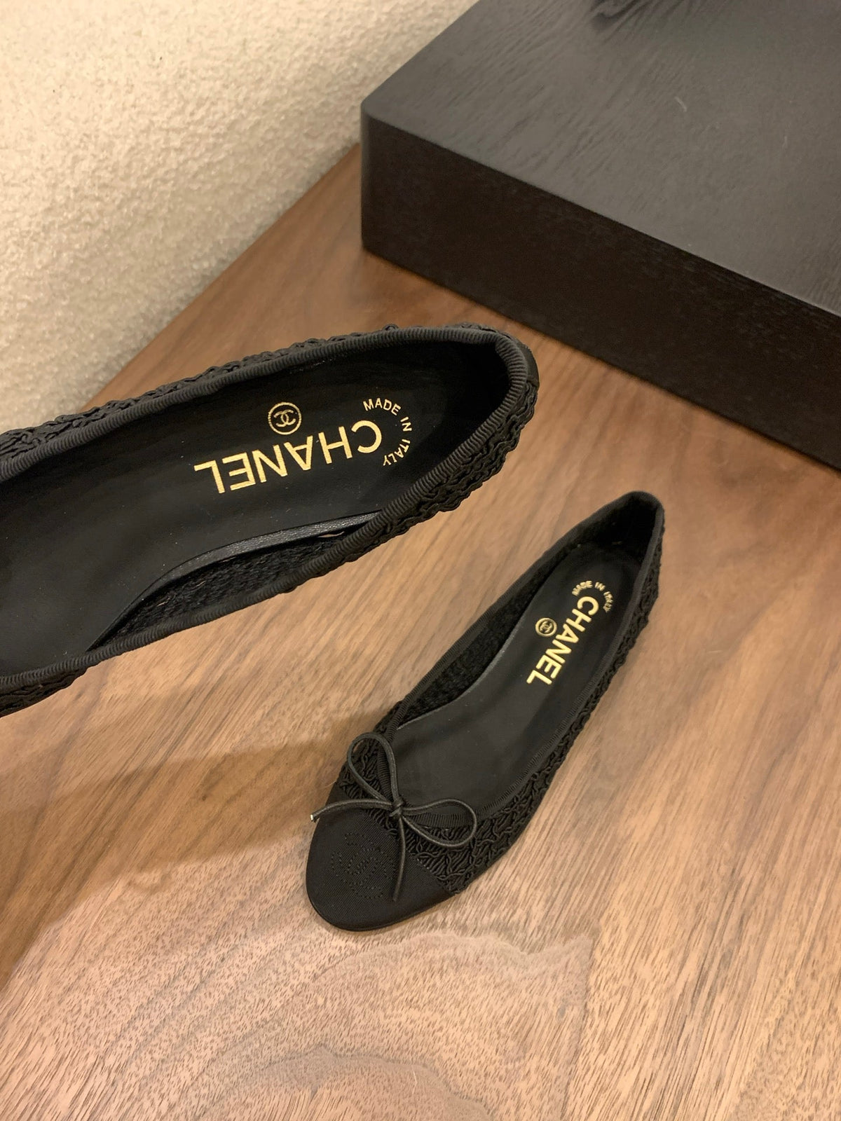 CC 25 Ballet Flat Black Fabric Grosgrain