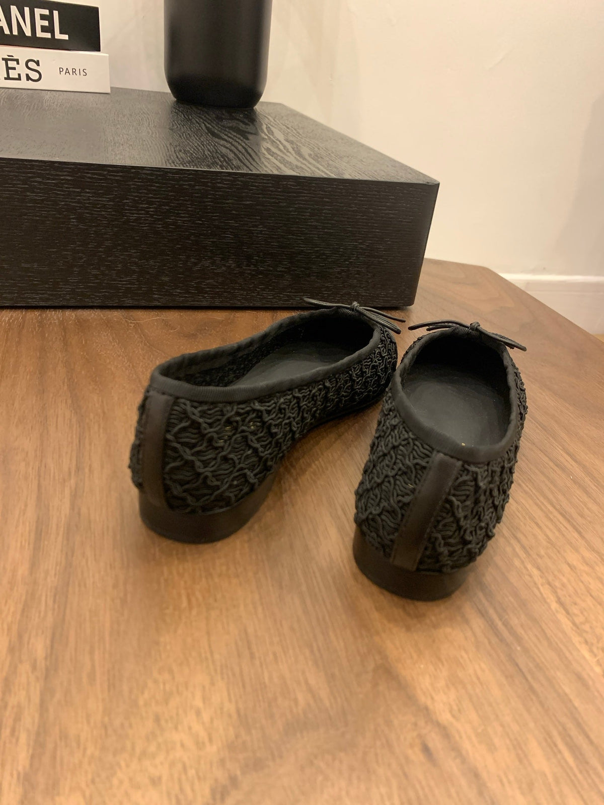 CC 25 Ballet Flat Black Fabric Grosgrain