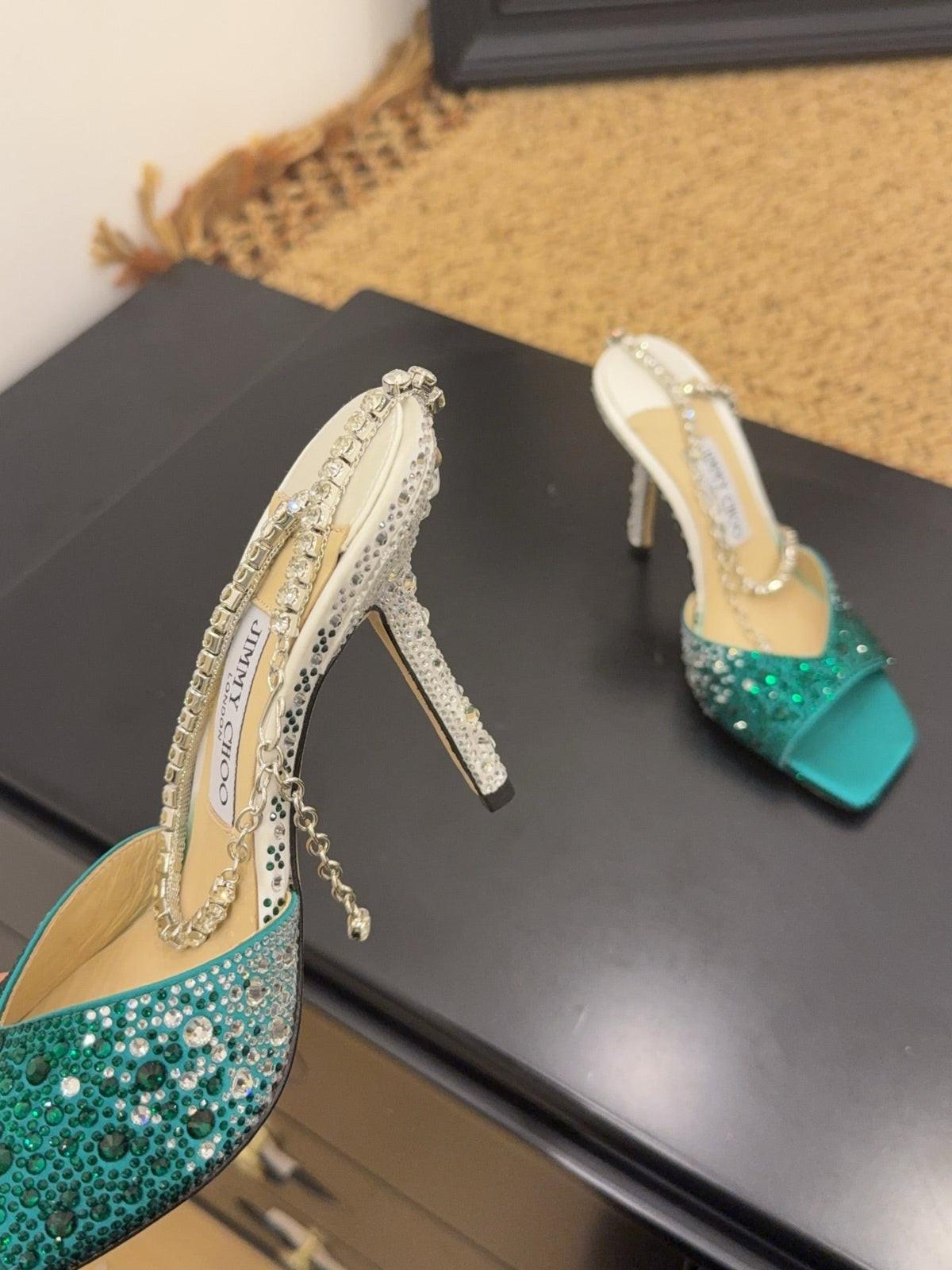 Jimmy 26s Platform Sandal 100 Turquoise Leather Diamond 602332