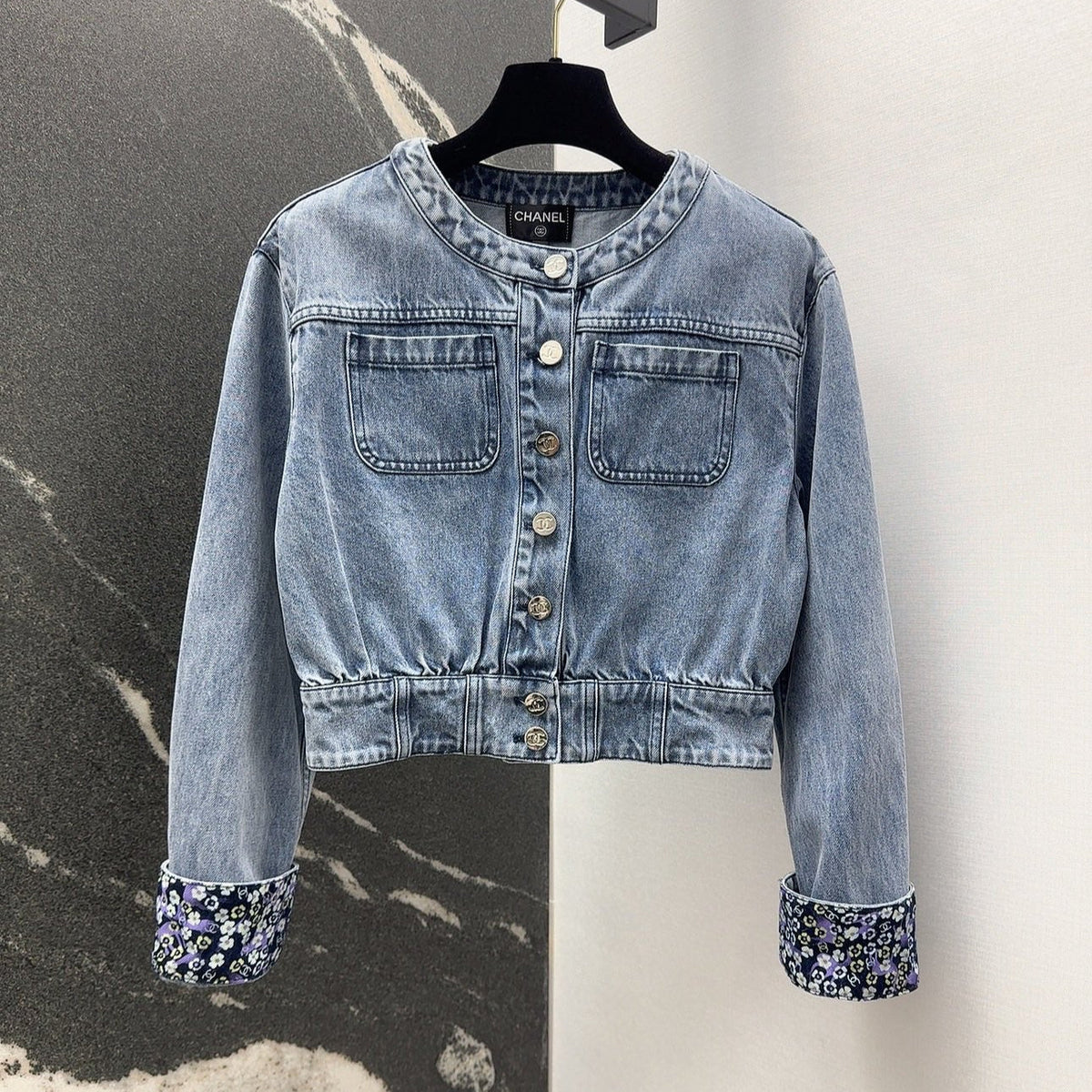 CC 25 Distressed Denim Jacket Blue Cotton