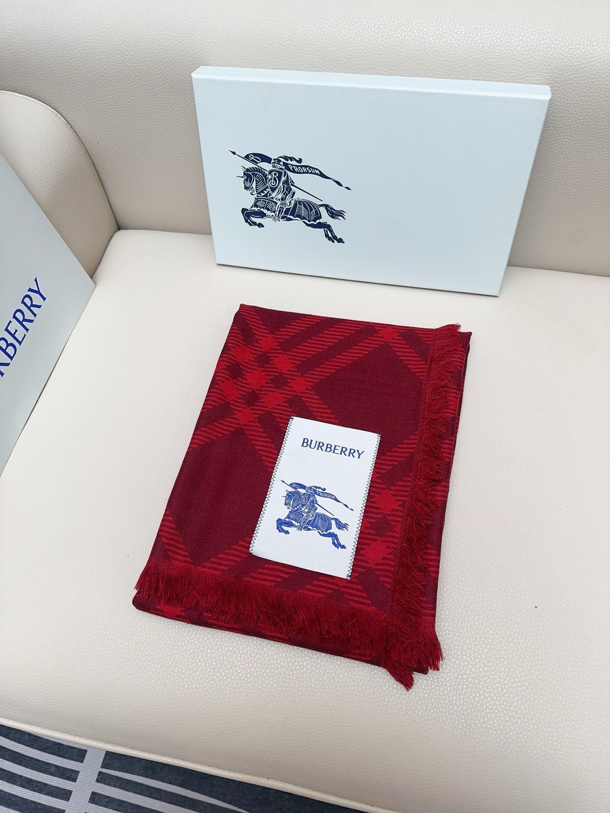 BBR Double-Sided Scarf 190CM Red Cashmere 293316