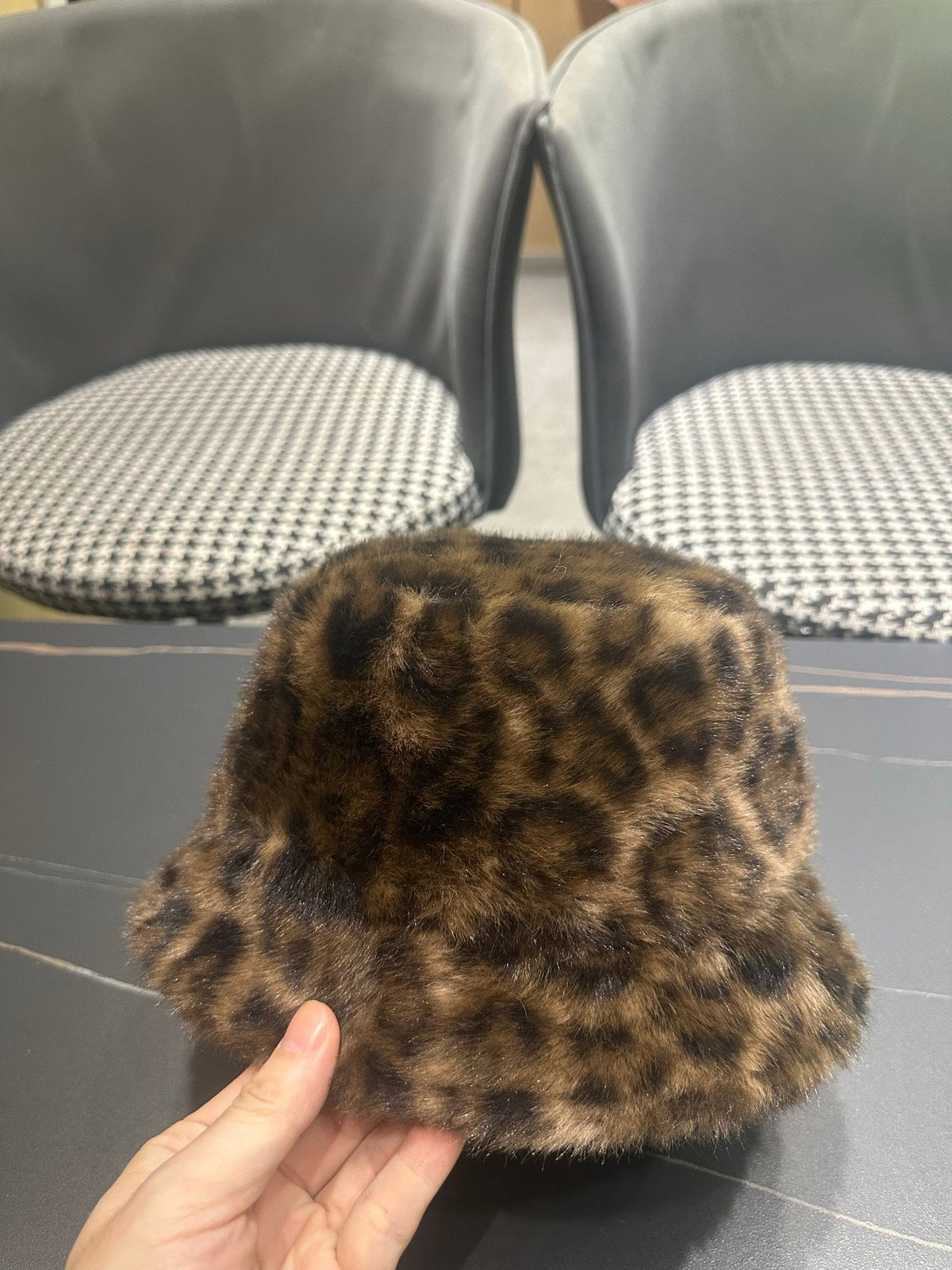 Chanel 2026 Leopard Print Bucket Hat Wool 550242