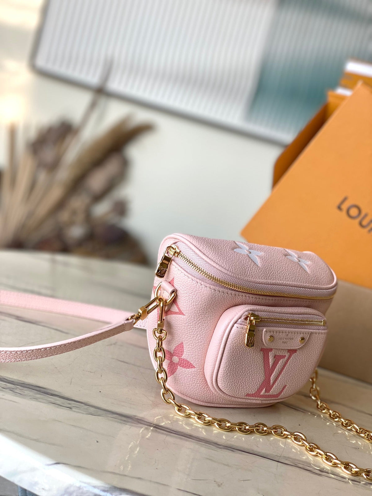 MINI BUMBAG 17 IN GRADIENT PINK MONOGRAM EMPREINTE LEATHER GOLD HARDWARE
