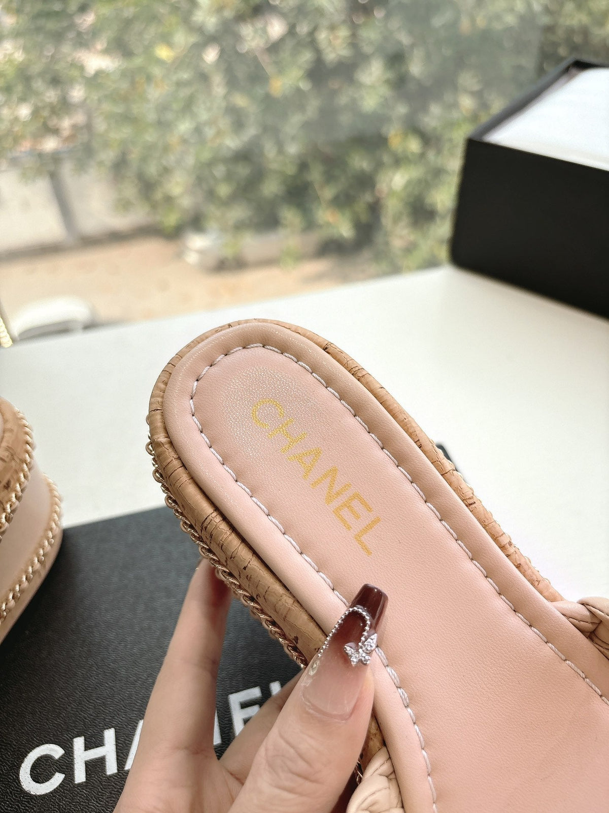 CC Sandals Pink original braided 6cm lambskin 202890