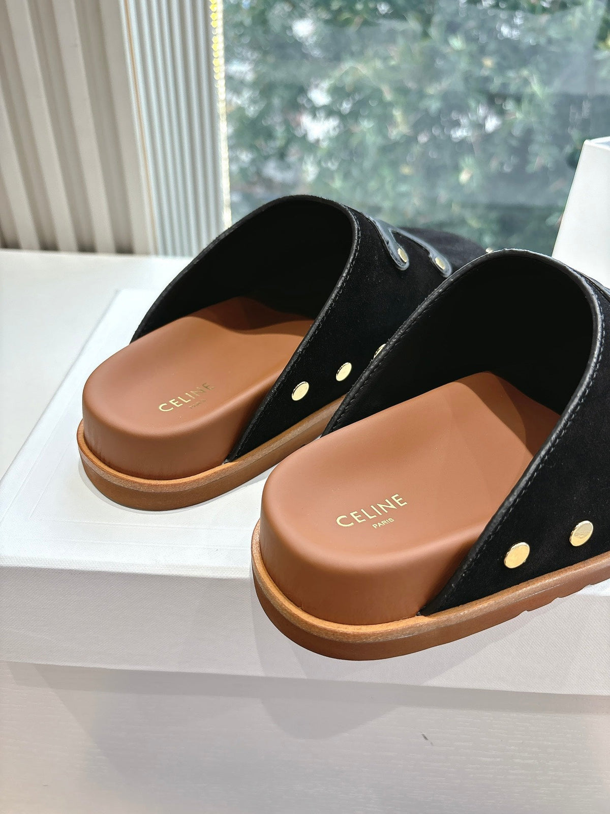 CELINE 25 Mule Velvet Black 286019