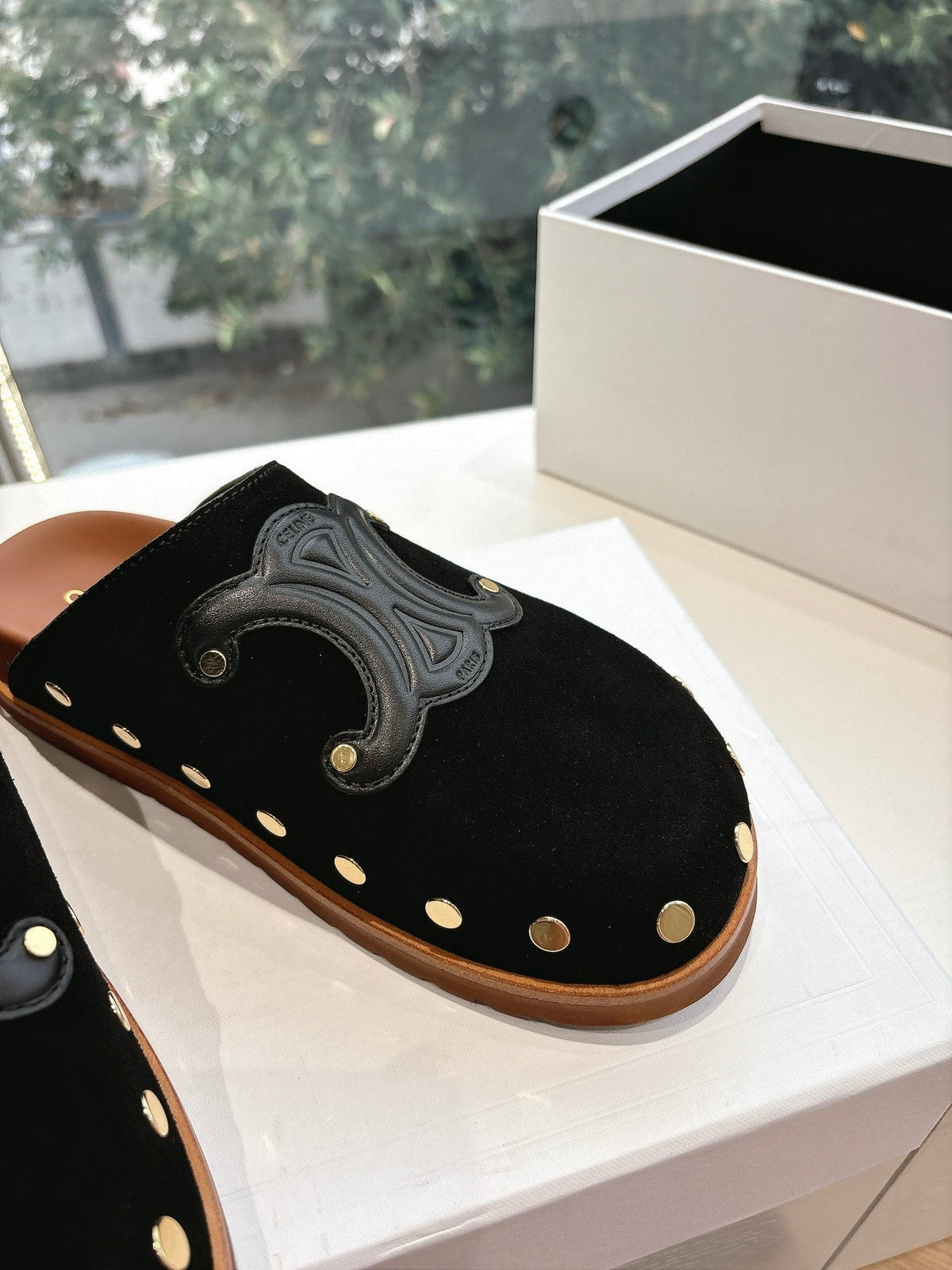 CELINE 25 Mule Velvet Black 286019
