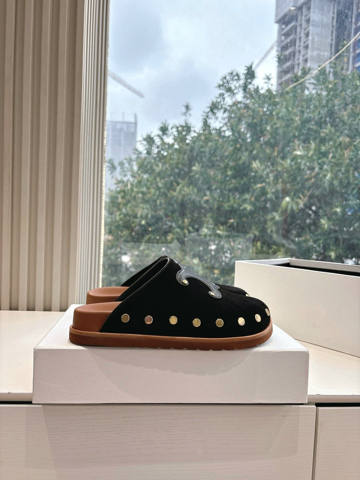 CELINE 25 Mule Velvet Black 286019