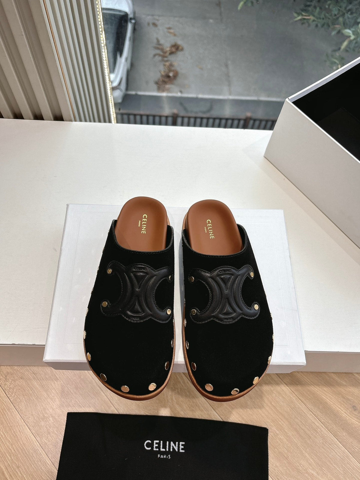 CELINE 25 Mule Velvet Black 286019
