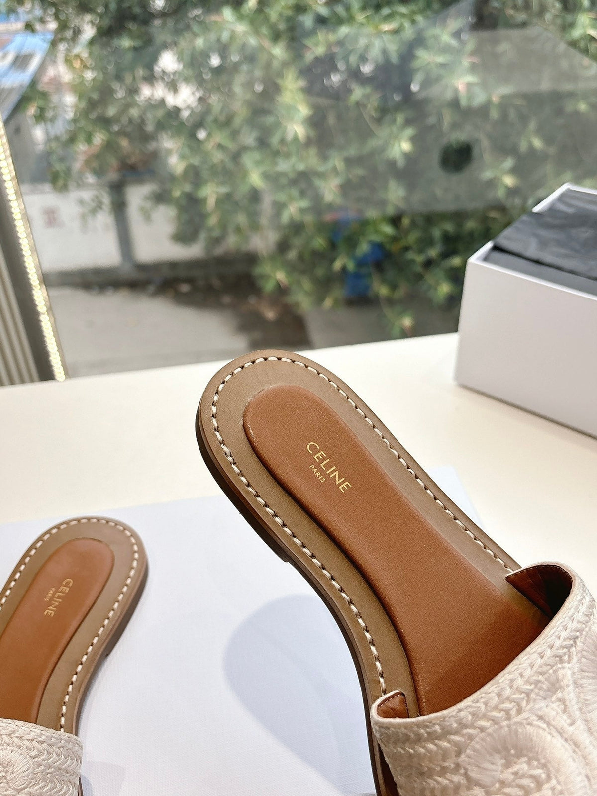 CELINE Slippers Beige Sedge 285987