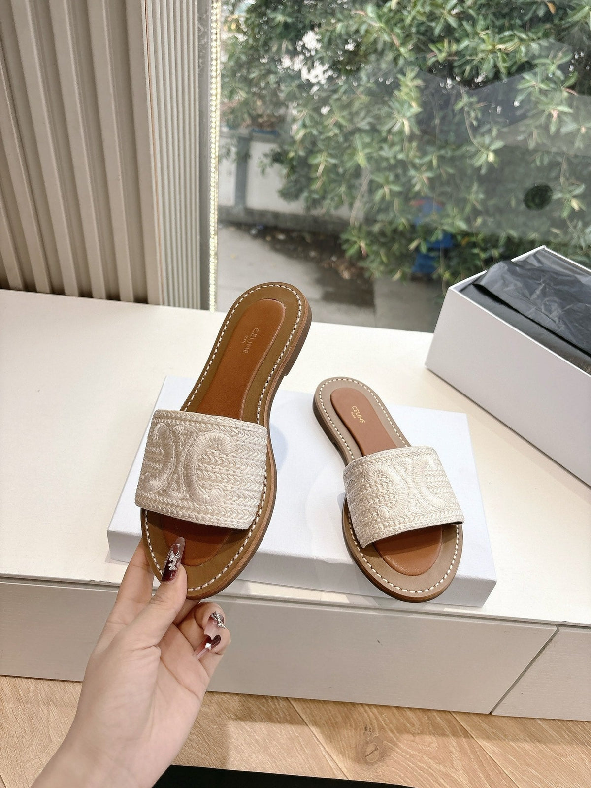 CELINE Slippers Beige Sedge 285987