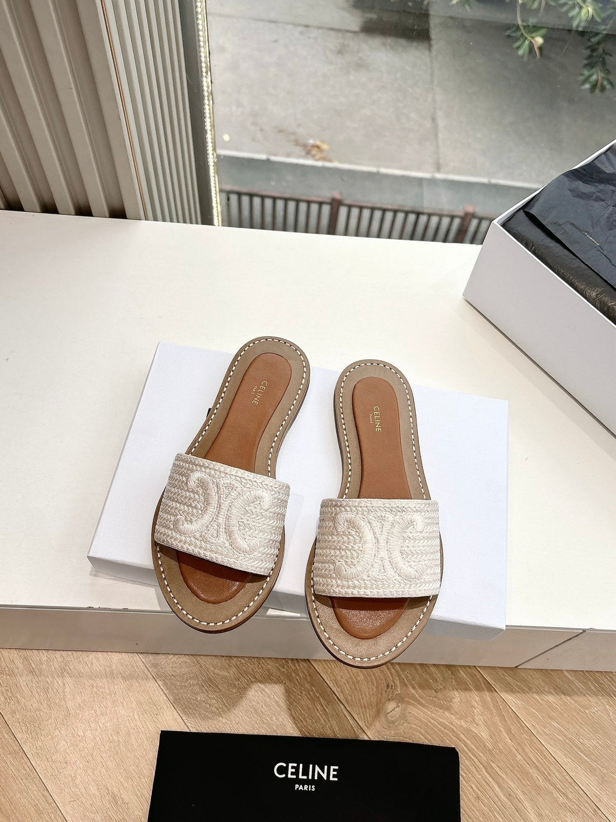 CELINE Slippers Beige Sedge 285987