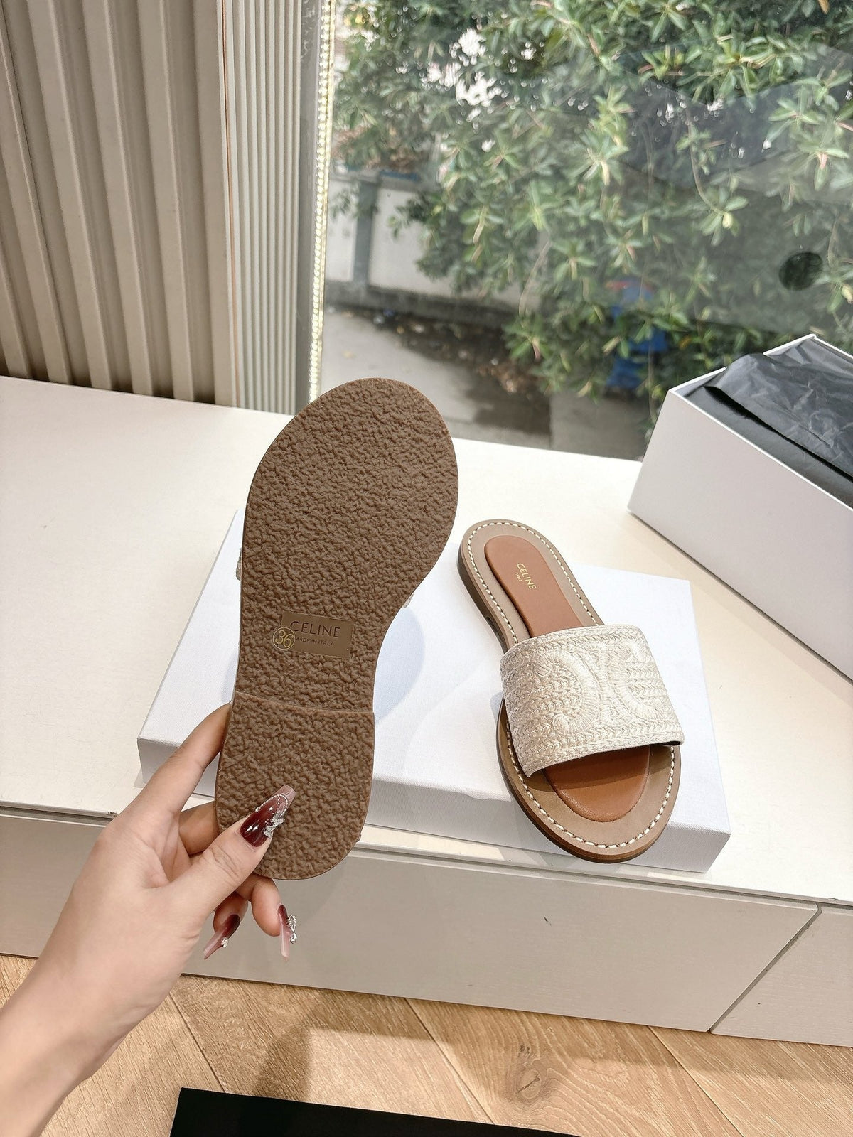 CELINE Slippers Beige Sedge 285987