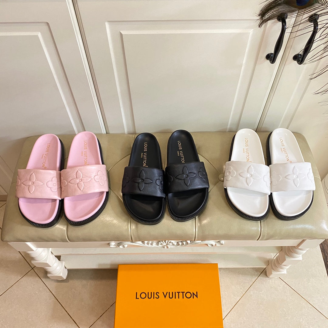 LV Shore Flat Comfort Mule Black Lambskin
