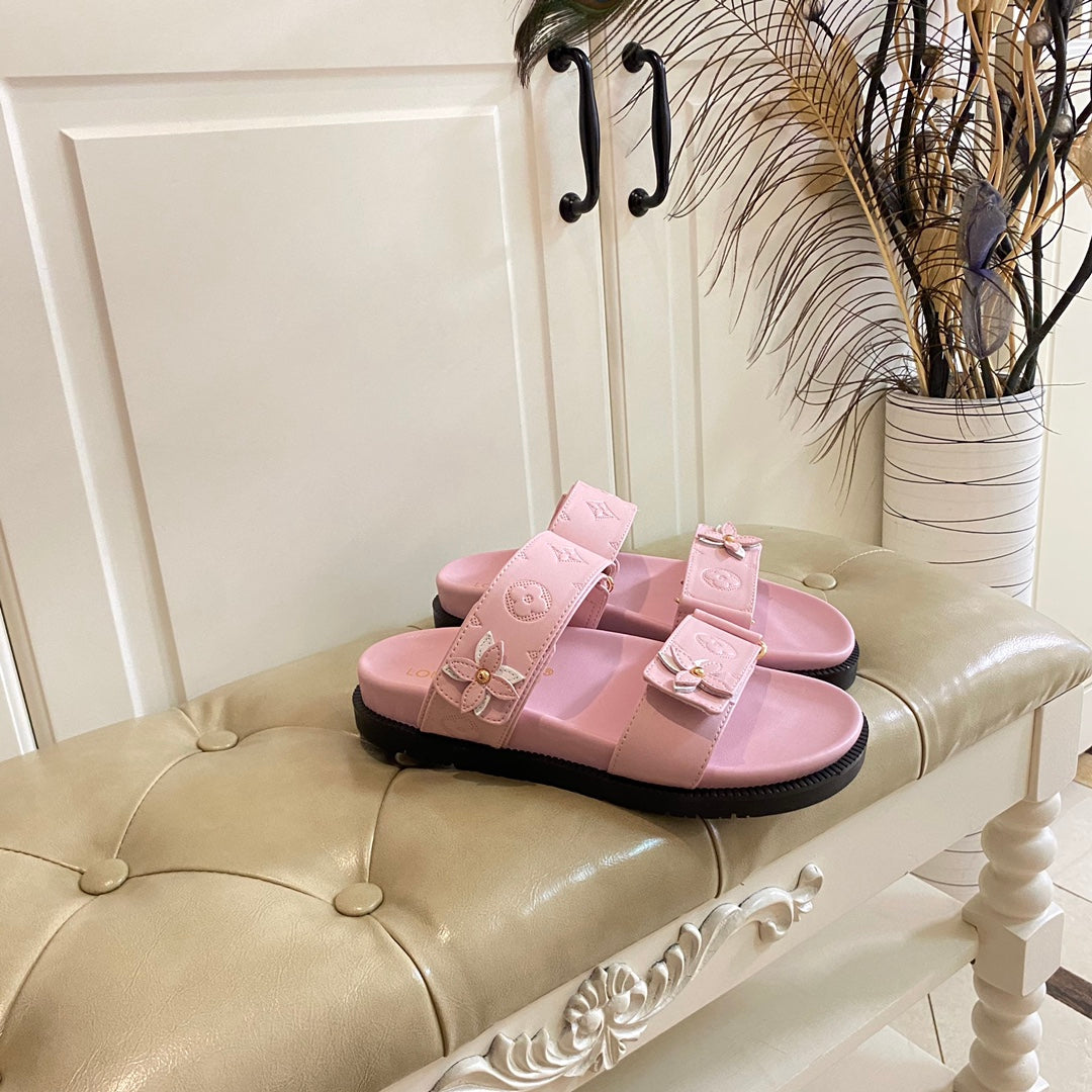 LV Sunset Flat Comfort Mule Pink Lambskin