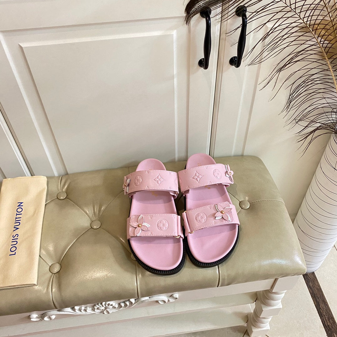 LV Sunset Flat Comfort Mule Pink Lambskin